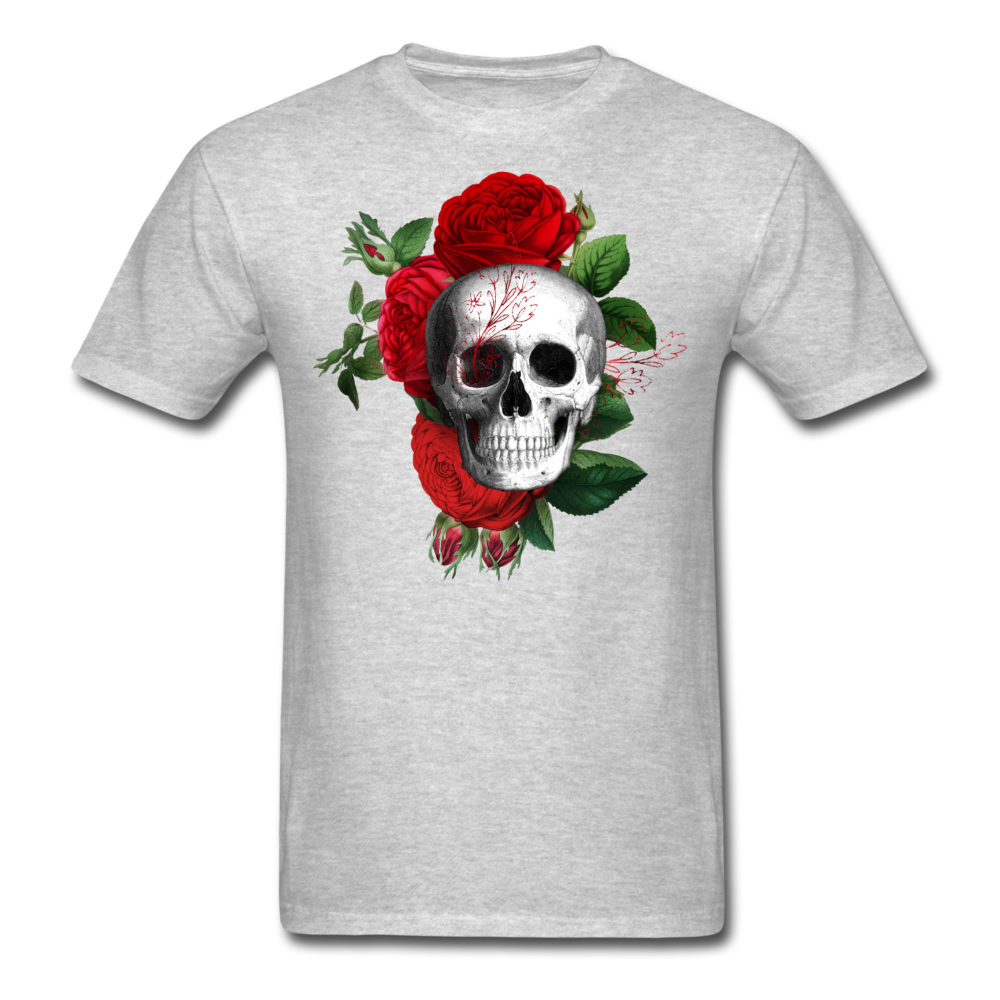 Unisex Classic Skull Roses T-Shirt - heather gray