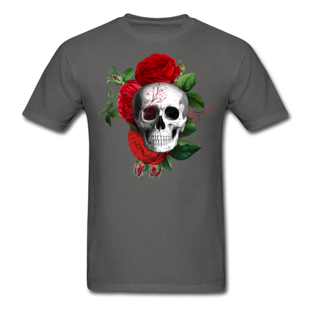 Unisex Classic Skull Roses T-Shirt - charcoal