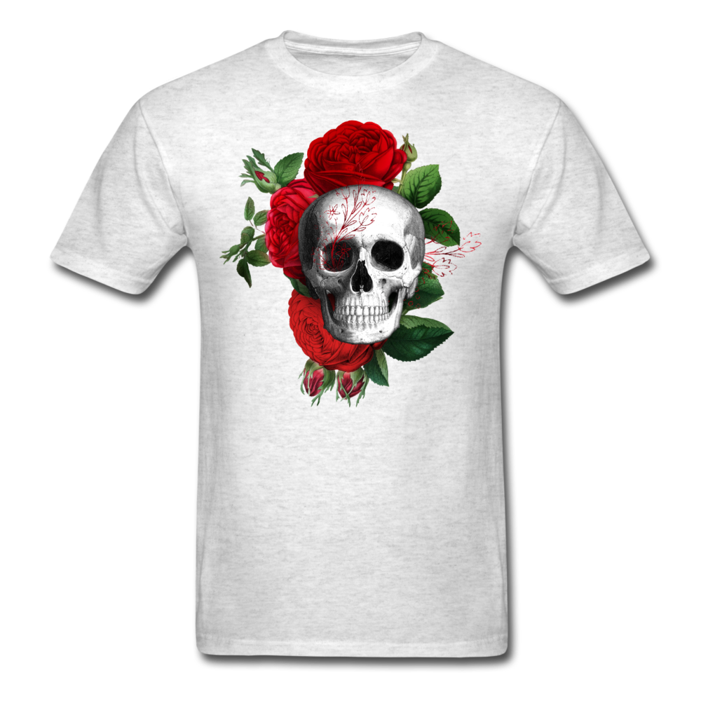 Unisex Classic Skull Roses T-Shirt - light heather gray