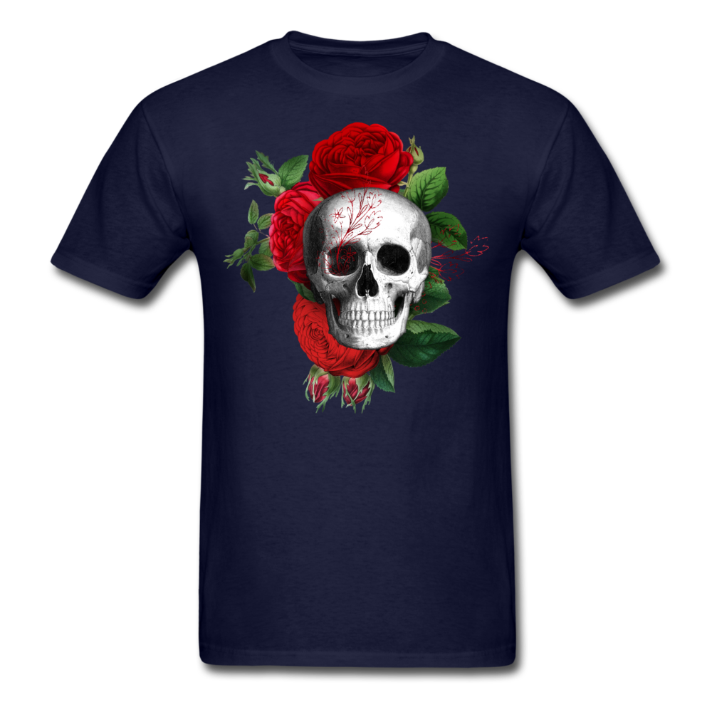 Unisex Classic Skull Roses T-Shirt - navy