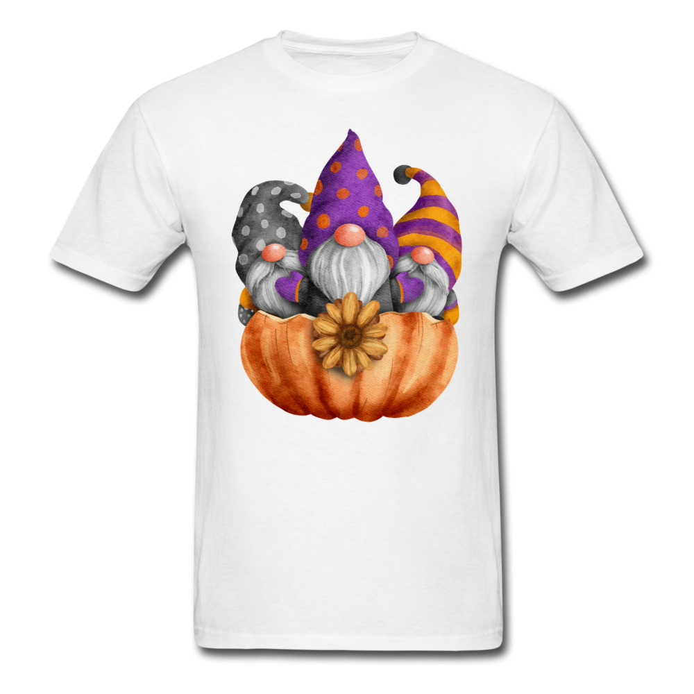 Unisex Classic Three Gnomes in Pumpkin T-Shirt - white