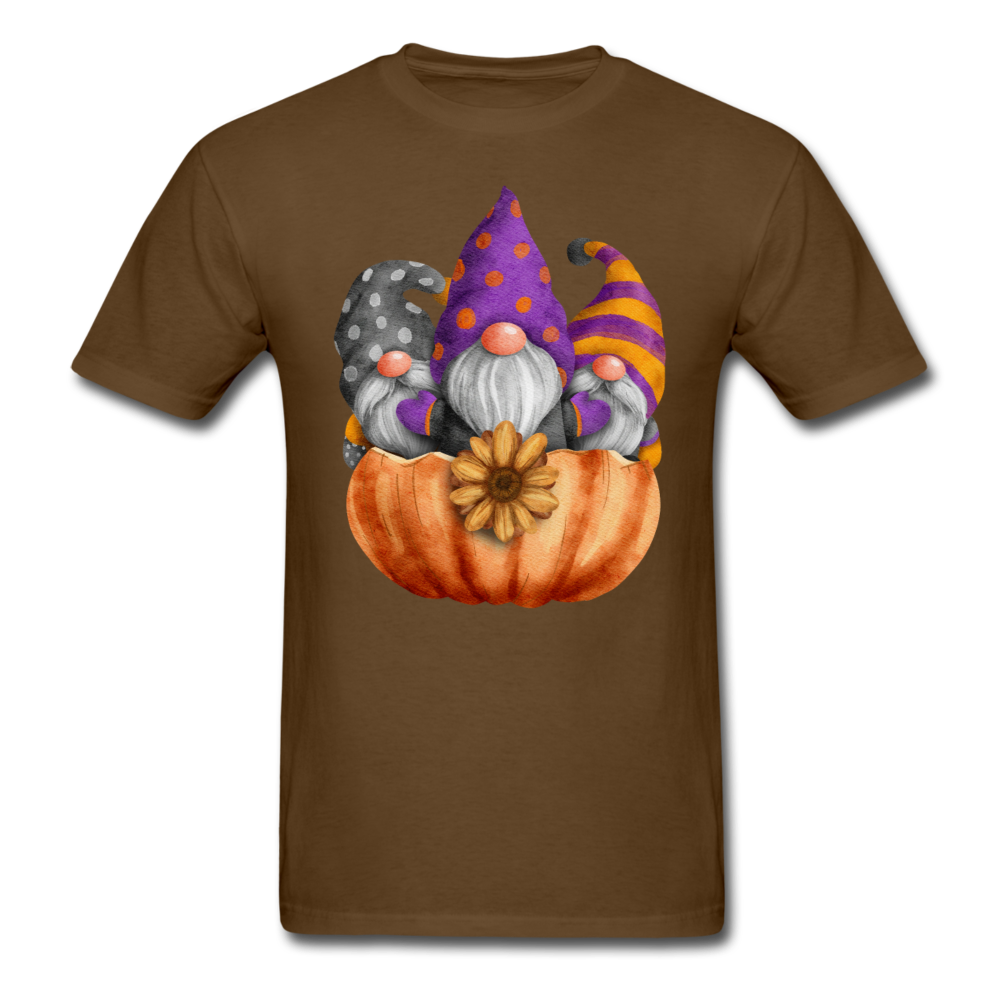 Unisex Classic Three Gnomes in Pumpkin T-Shirt - brown