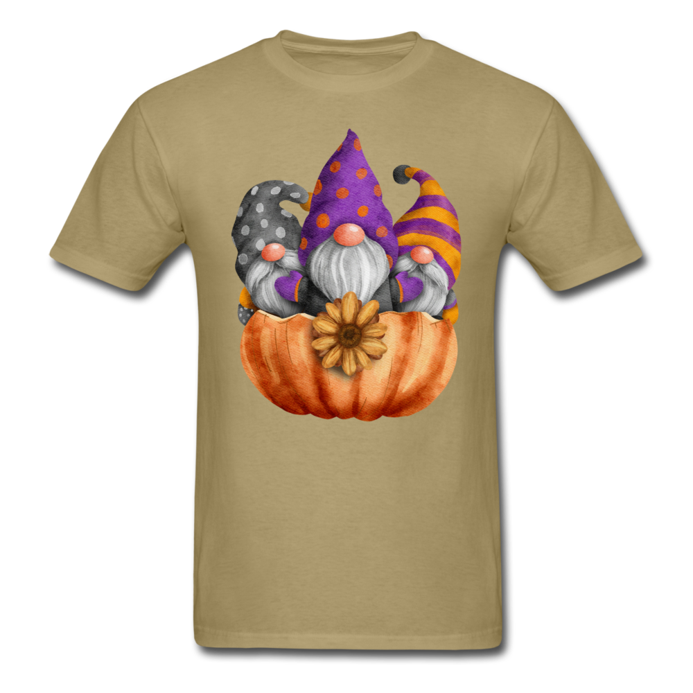 Unisex Classic Three Gnomes in Pumpkin T-Shirt - khaki