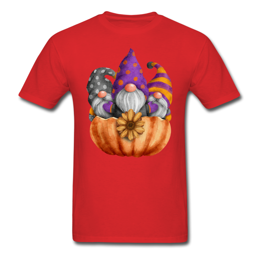 Unisex Classic Three Gnomes in Pumpkin T-Shirt - red