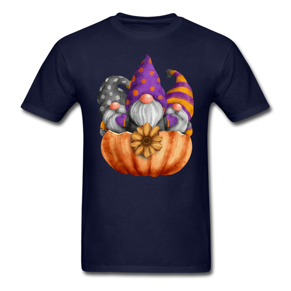 Unisex Classic Three Gnomes in Pumpkin T-Shirt - navy