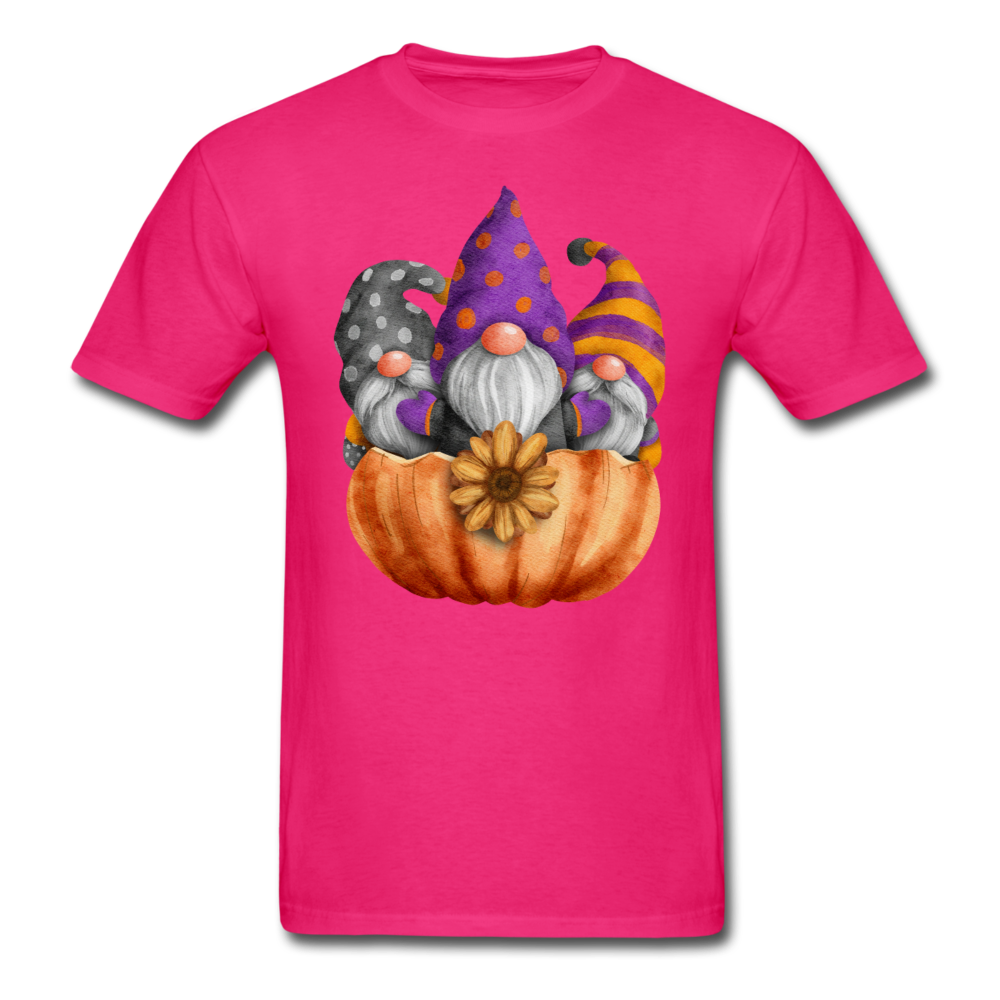Unisex Classic Three Gnomes in Pumpkin T-Shirt - fuchsia