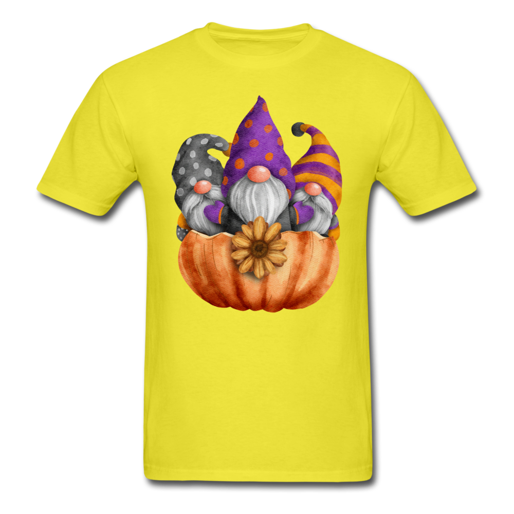 Unisex Classic Three Gnomes in Pumpkin T-Shirt - yellow