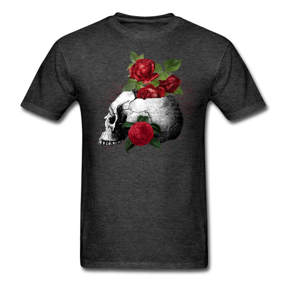 Unisex Classic Skull Roses T-Shirt - heather black
