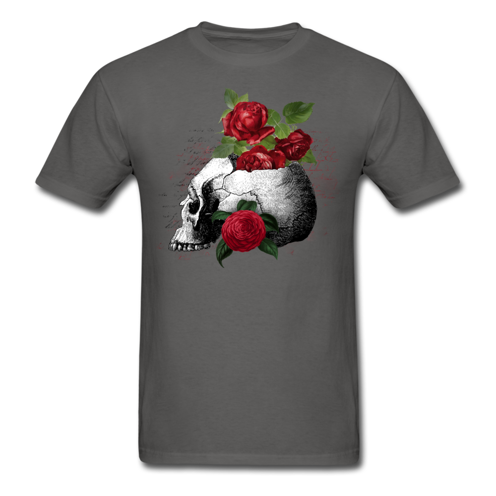 Unisex Classic Skull Roses T-Shirt - charcoal