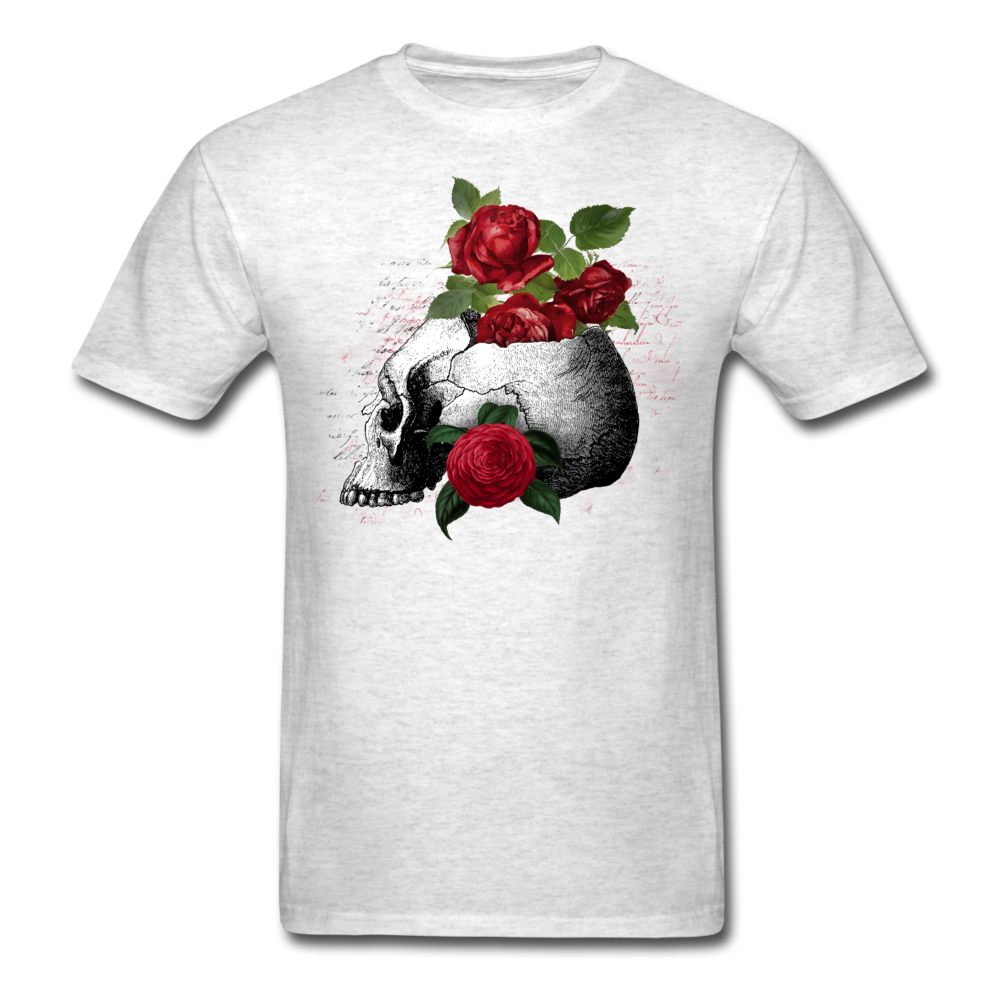Unisex Classic Skull Roses T-Shirt - light heather gray