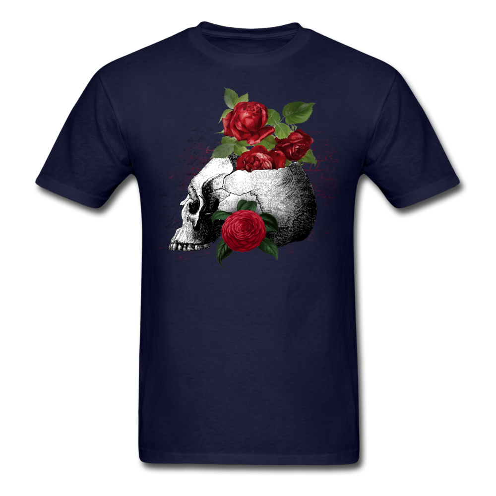 Unisex Classic Skull Roses T-Shirt - navy