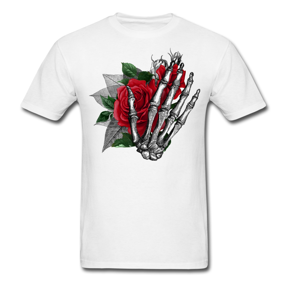Unisex Classic Skeletal Hand & Roses T-Shirt - white