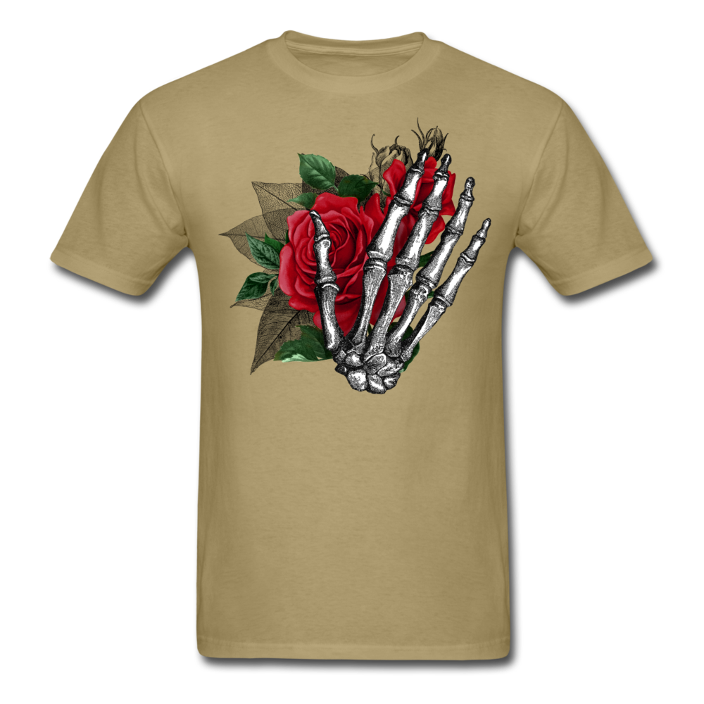 Unisex Classic Skeletal Hand & Roses T-Shirt - khaki