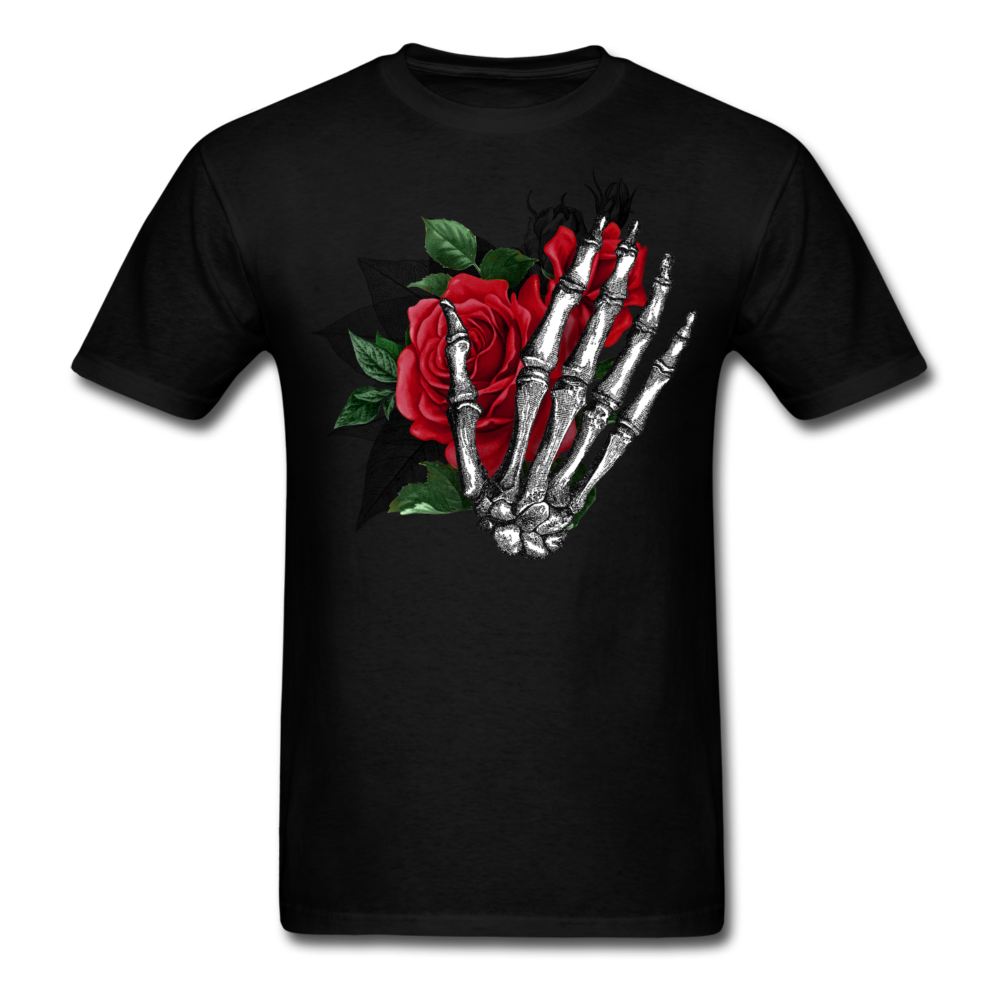 Unisex Classic Skeletal Hand & Roses T-Shirt - black
