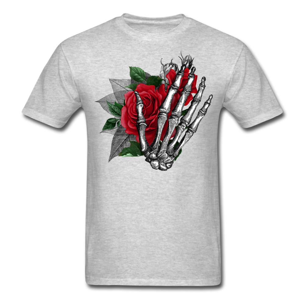 Unisex Classic Skeletal Hand & Roses T-Shirt - heather gray