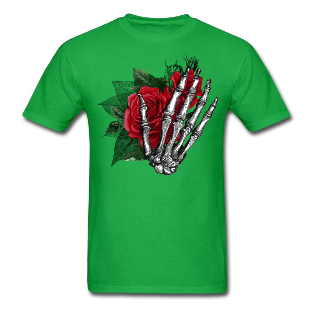 Unisex Classic Skeletal Hand & Roses T-Shirt - bright green