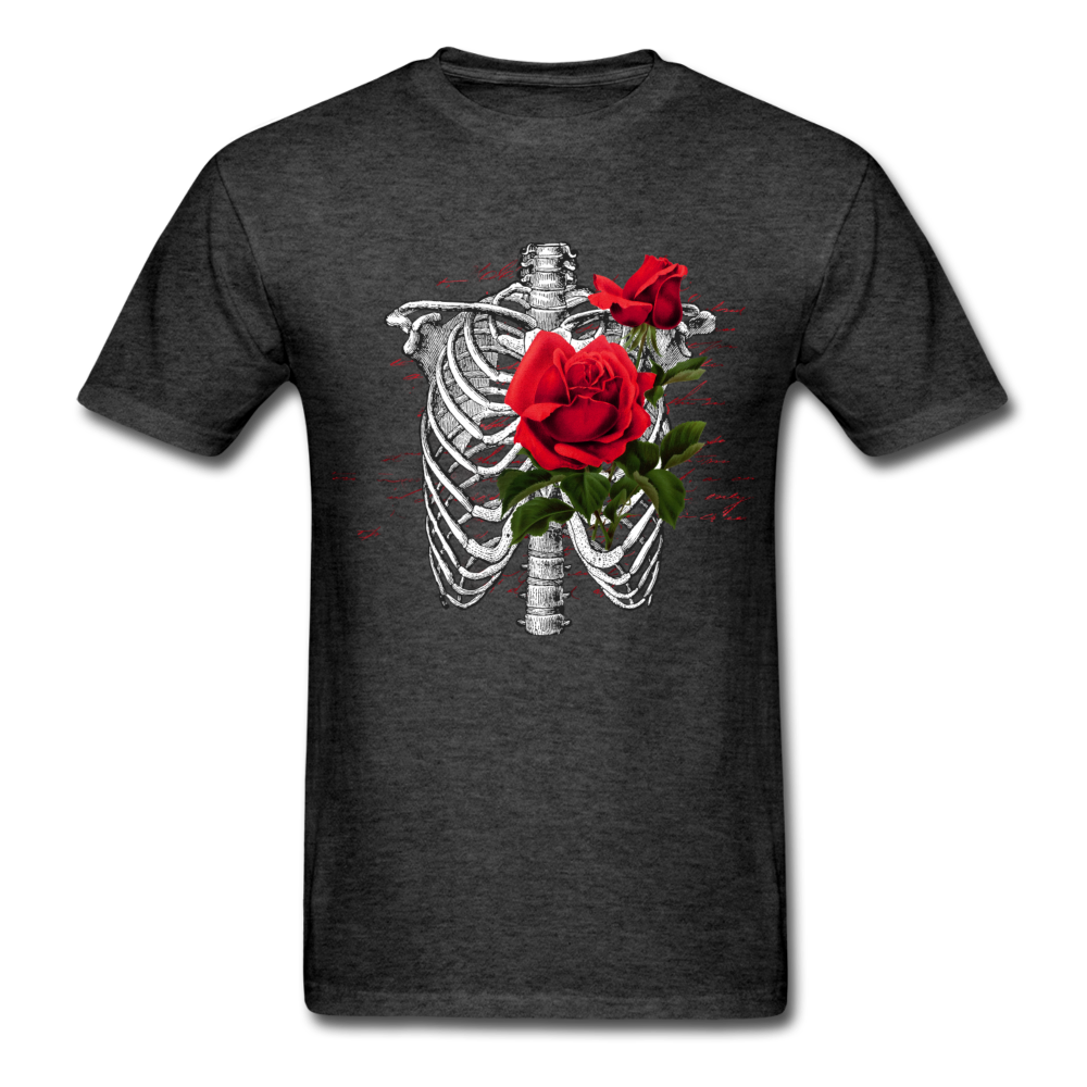 Unisex Classic Rose Heart T-Shirt - heather black