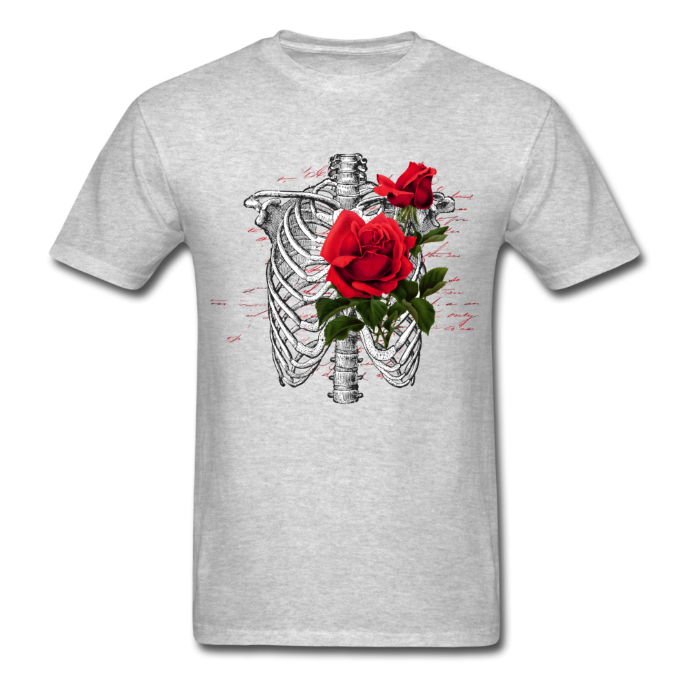 Unisex Classic Rose Heart T-Shirt - heather gray