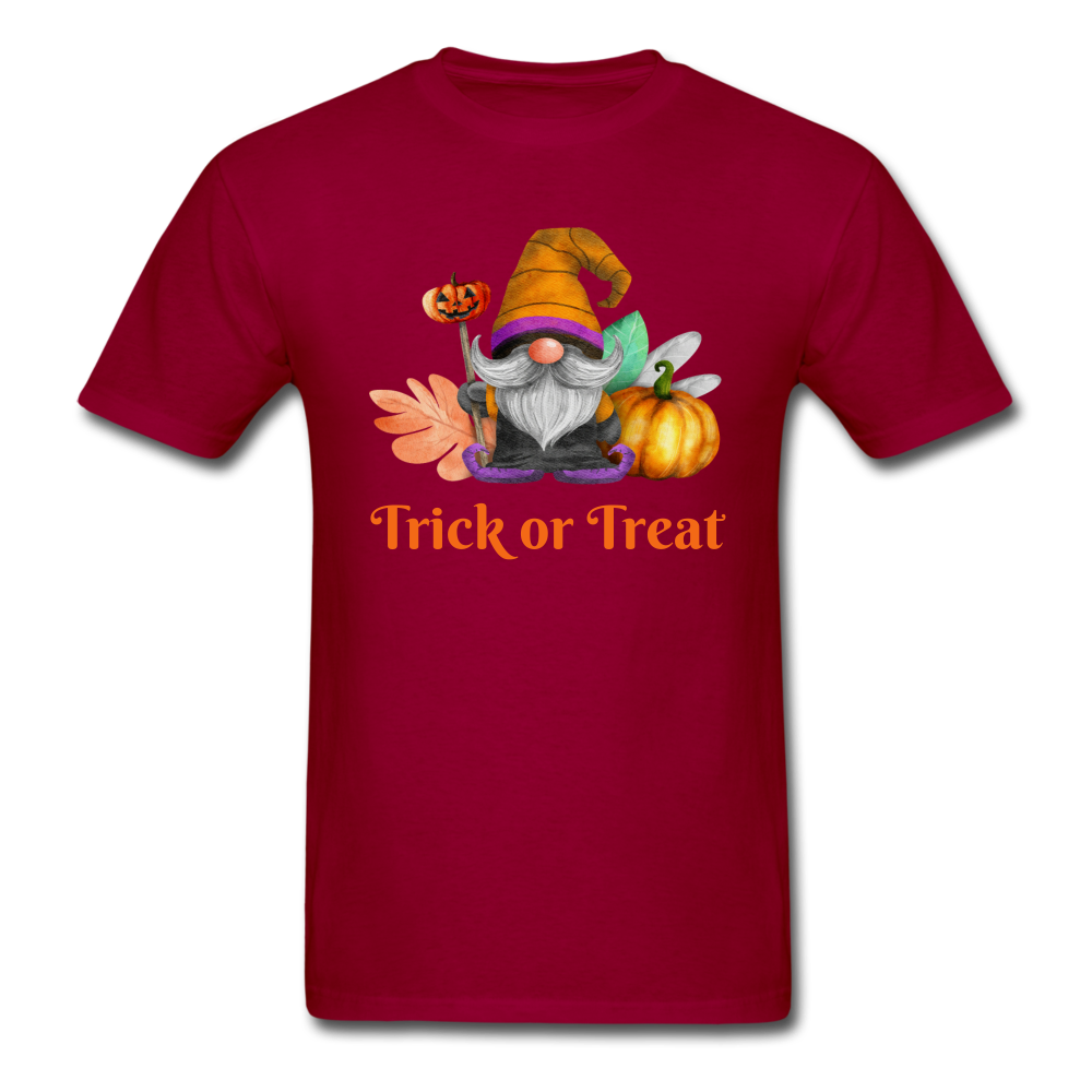 Unisex Classic Gnome Trick or Treat T-Shirt - dark red