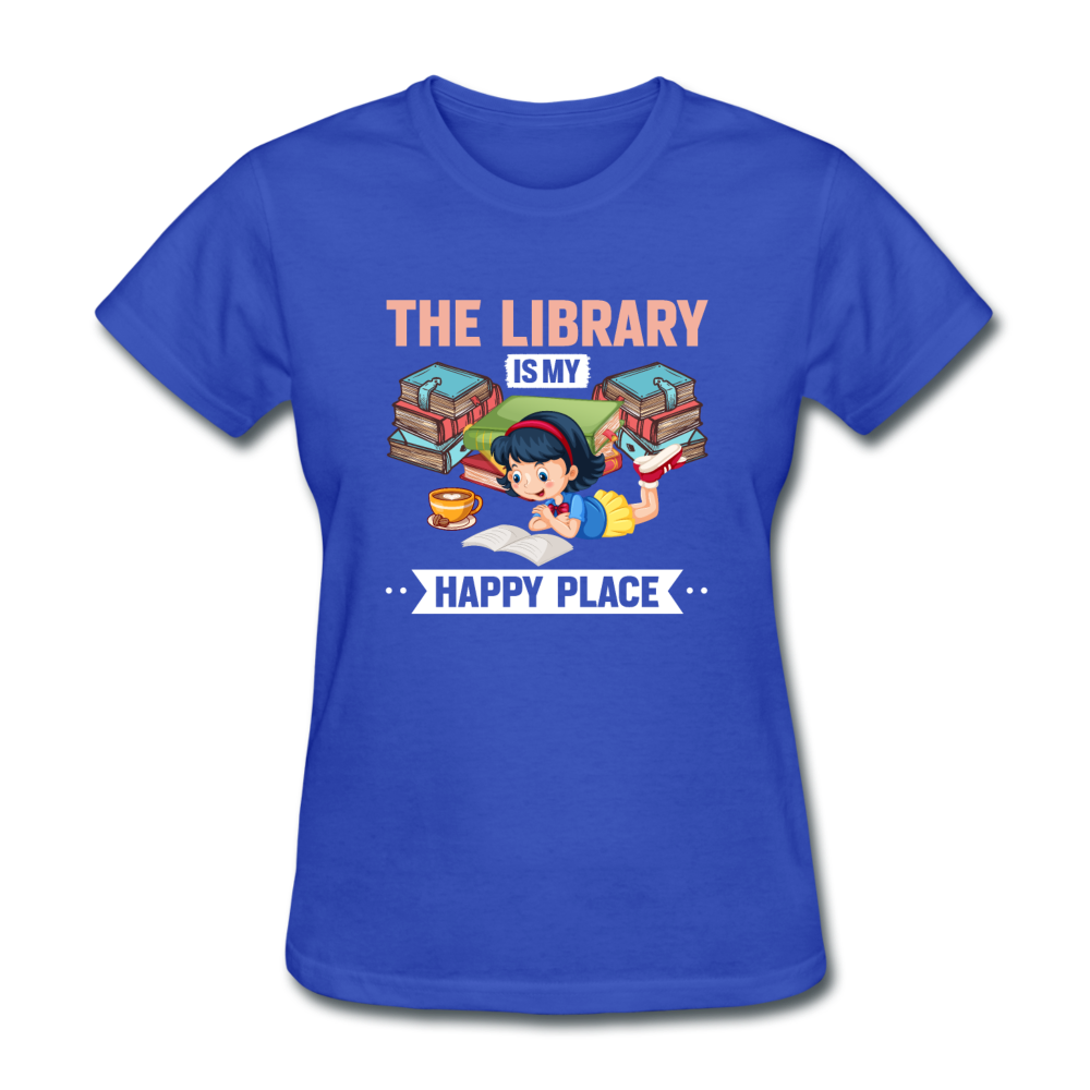 Women's Library Is My Happy Place T-Shirt - royal blue