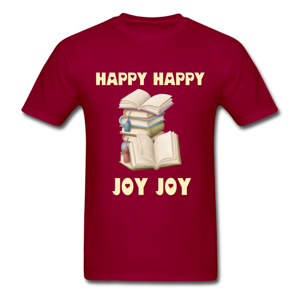 Unisex Classic Happy Happy Joy Joy Books T-Shirt - dark red