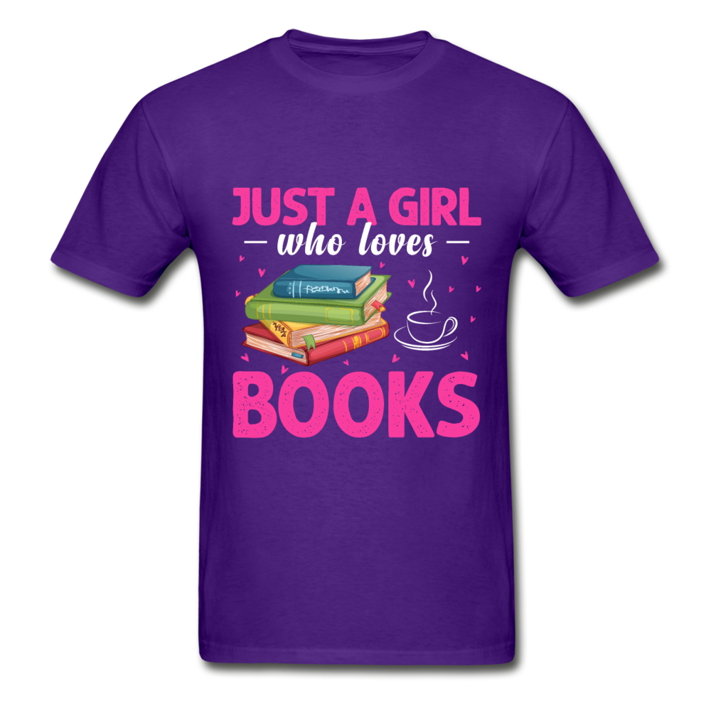 Gildan Ultra Cotton Adult Just a Girl Who Loves Books T-Shirt - purple