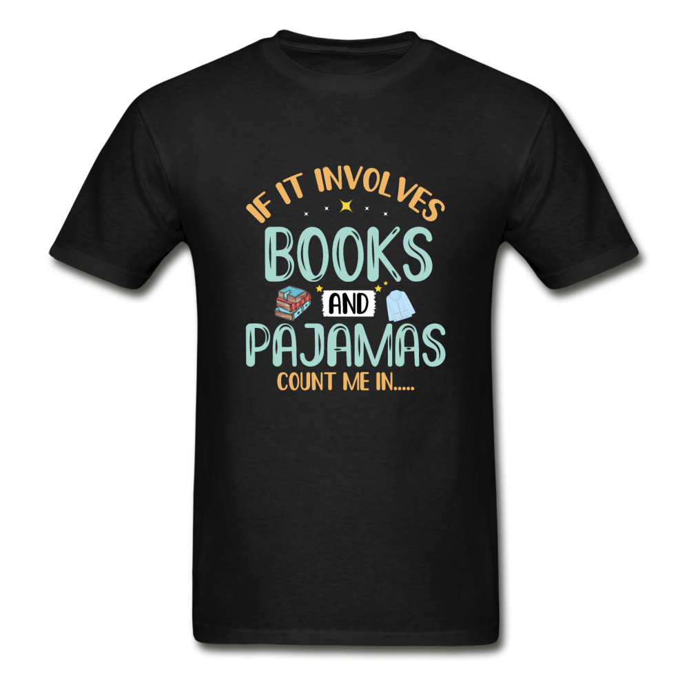 Gildan Ultra Cotton Adult Books and Pajamas T-Shirt - black