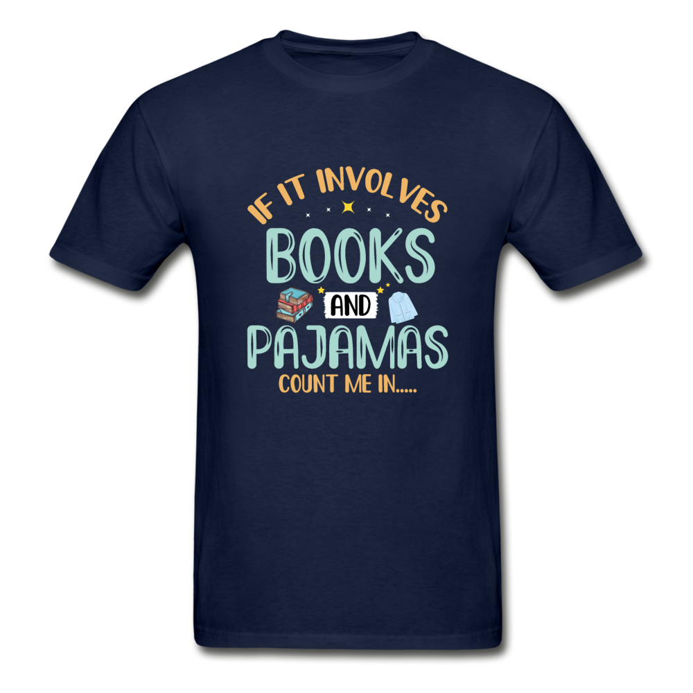 Gildan Ultra Cotton Adult Books and Pajamas T-Shirt - navy