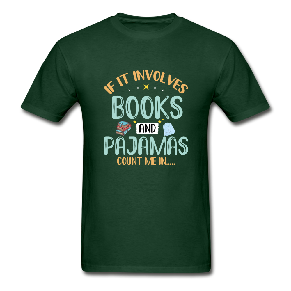 Gildan Ultra Cotton Adult Books and Pajamas T-Shirt - forest green