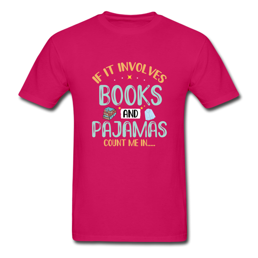 Gildan Ultra Cotton Adult Books and Pajamas T-Shirt - fuchsia