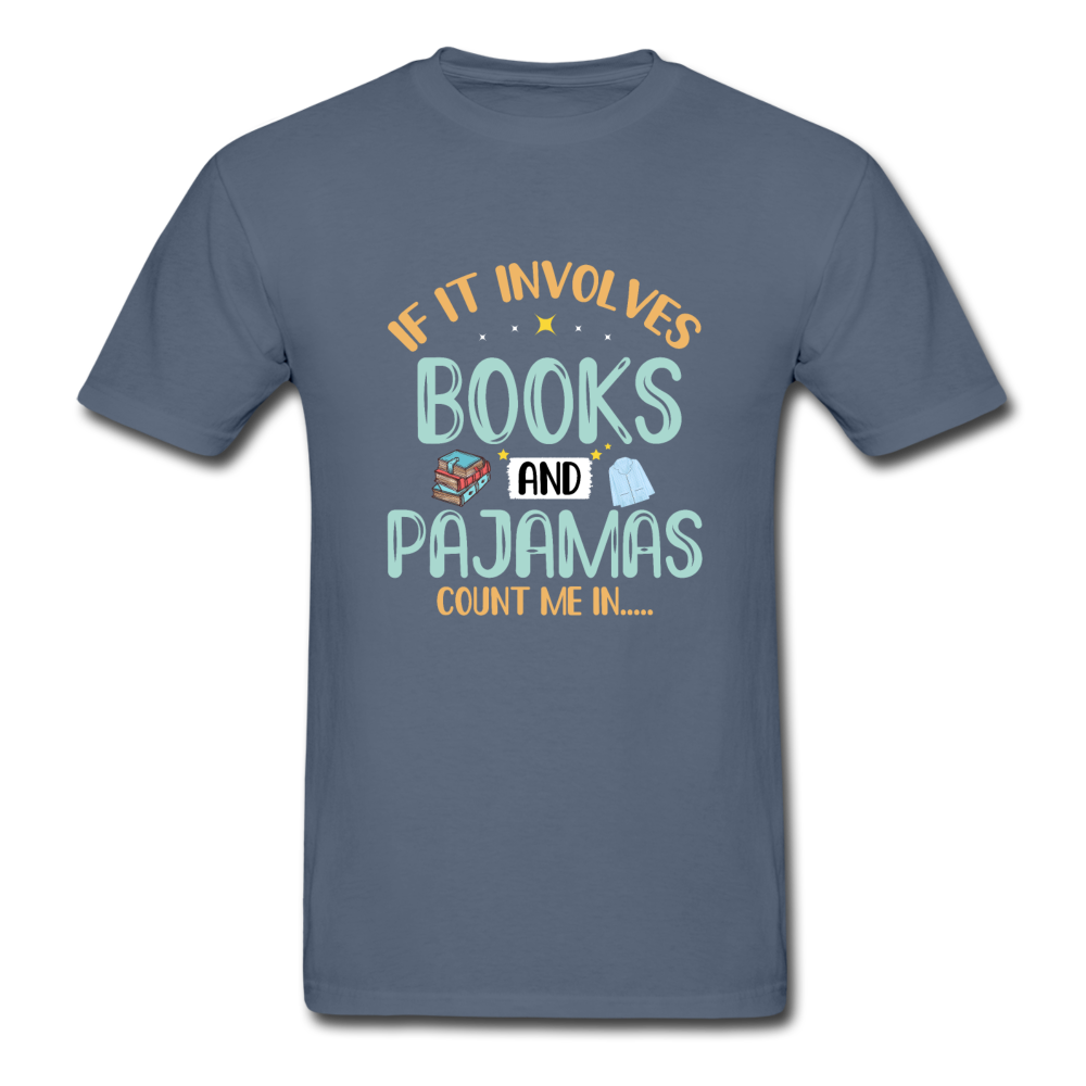Gildan Ultra Cotton Adult Books and Pajamas T-Shirt - denim