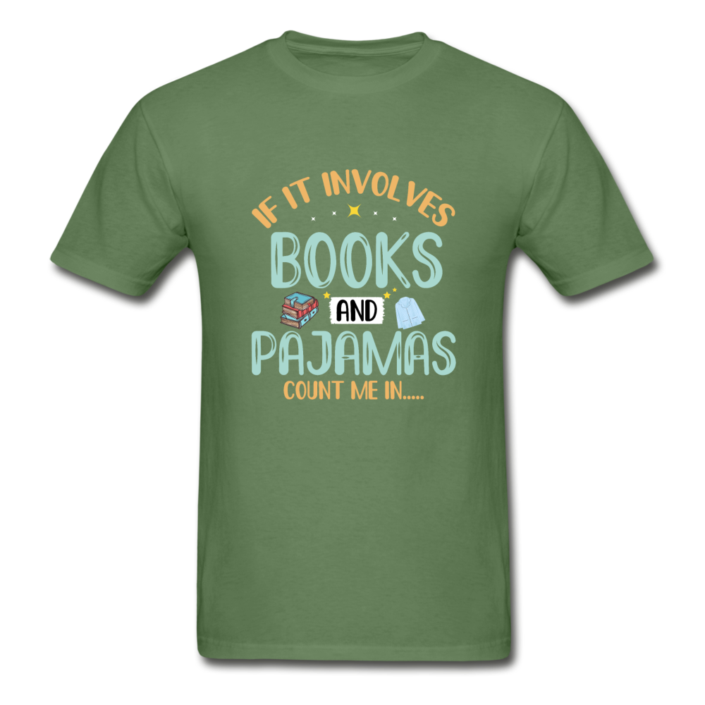 Gildan Ultra Cotton Adult Books and Pajamas T-Shirt - military green