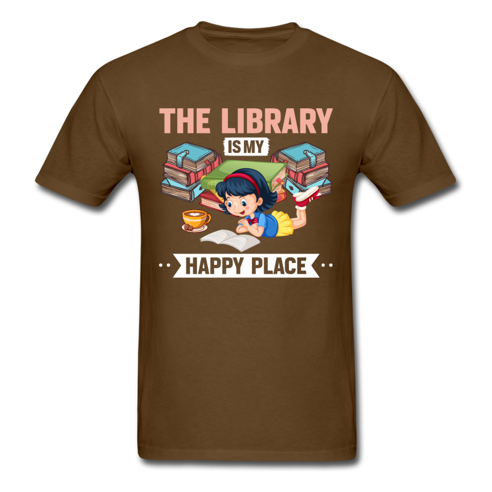 Unisex Classic The Library Is My Happy Place T-Shirt - brown