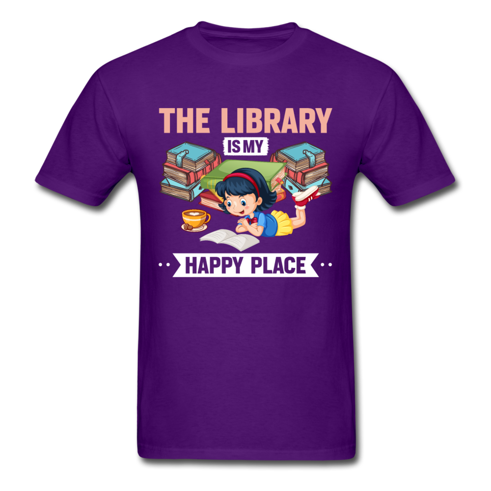 Unisex Classic The Library Is My Happy Place T-Shirt - purple