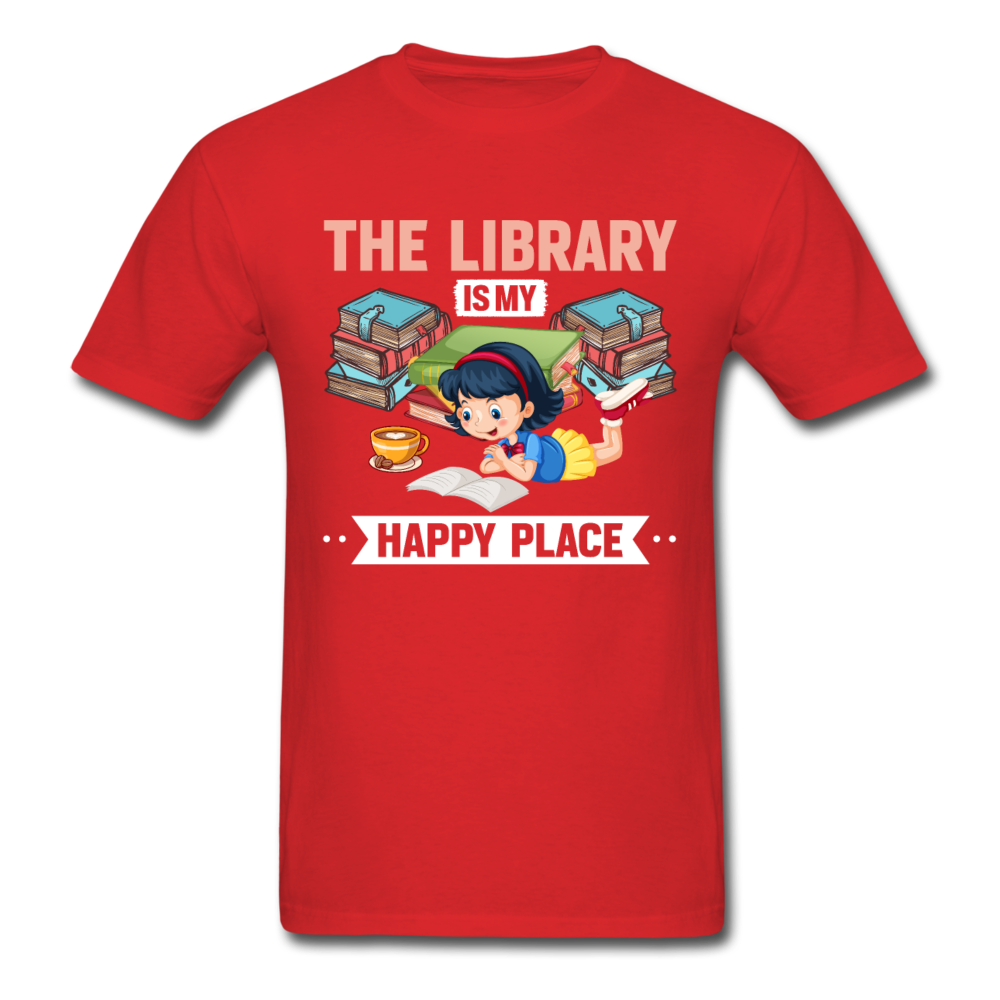 Unisex Classic The Library Is My Happy Place T-Shirt - red