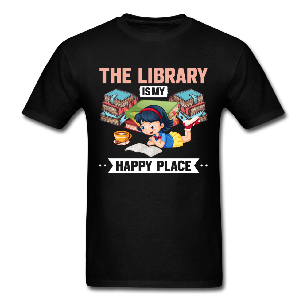 Unisex Classic The Library Is My Happy Place T-Shirt - black