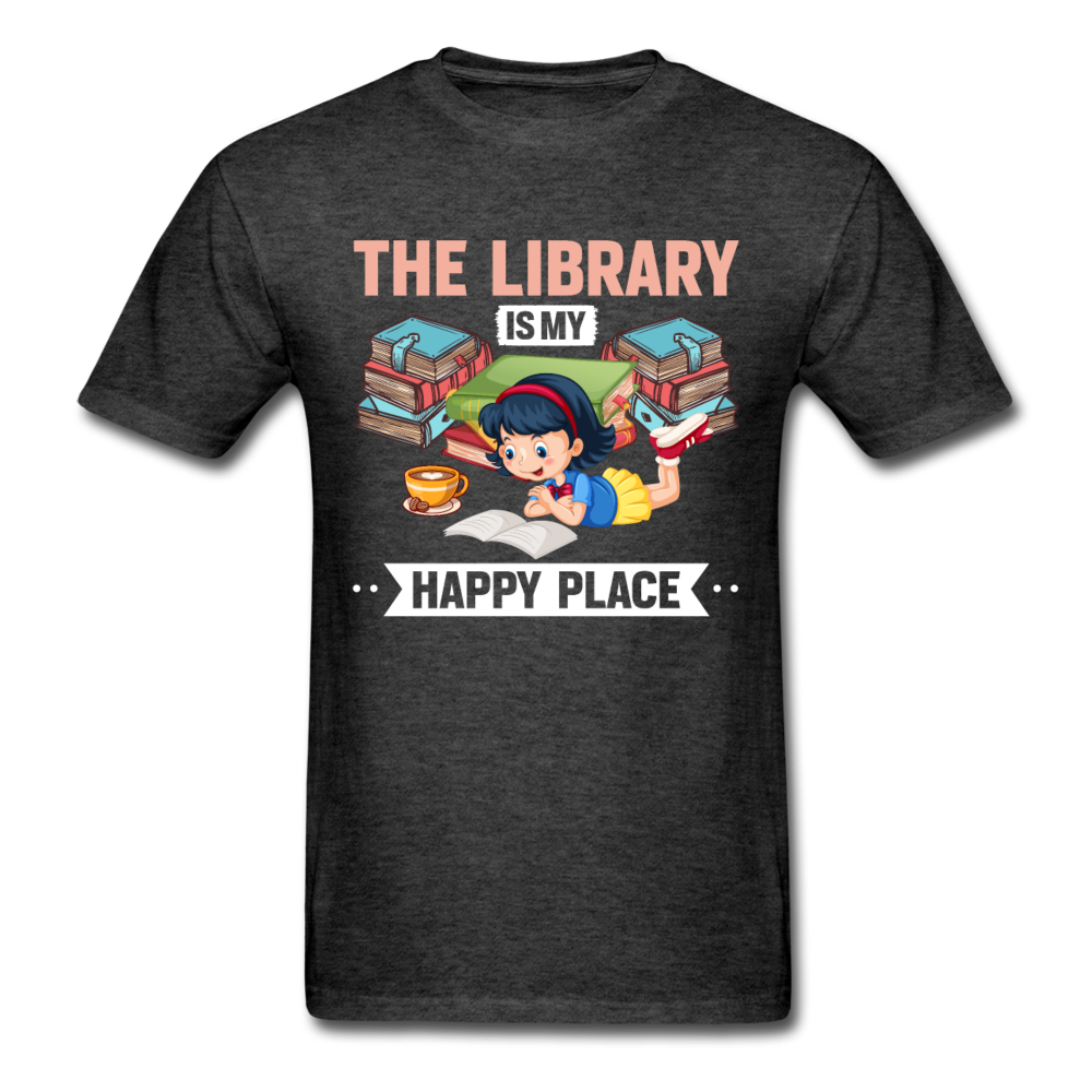 Unisex Classic The Library Is My Happy Place T-Shirt - heather black