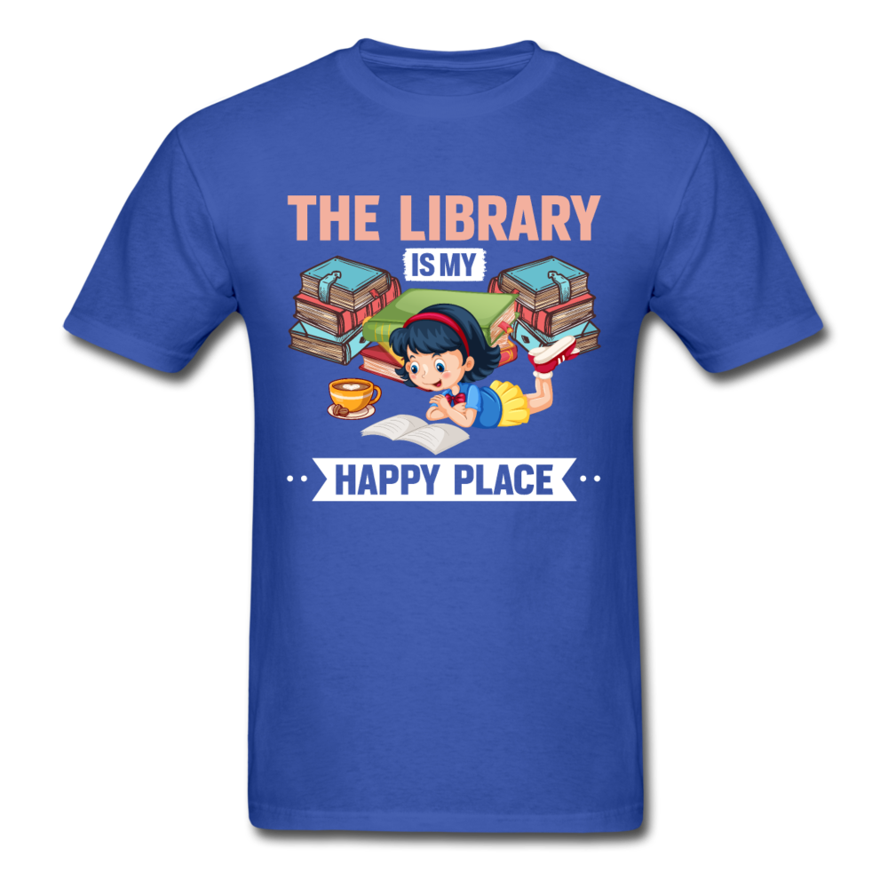 Unisex Classic The Library Is My Happy Place T-Shirt - royal blue