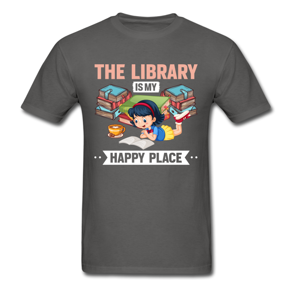 Unisex Classic The Library Is My Happy Place T-Shirt - charcoal