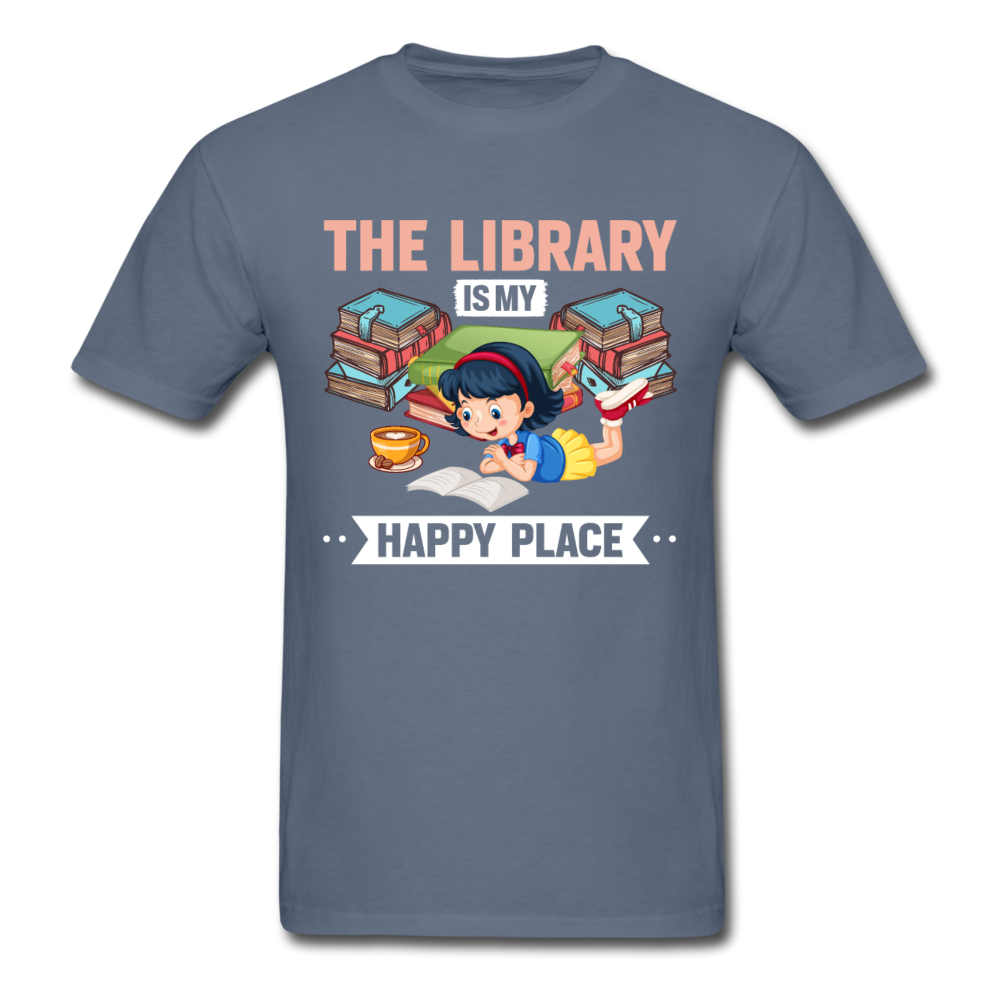Unisex Classic The Library Is My Happy Place T-Shirt - denim