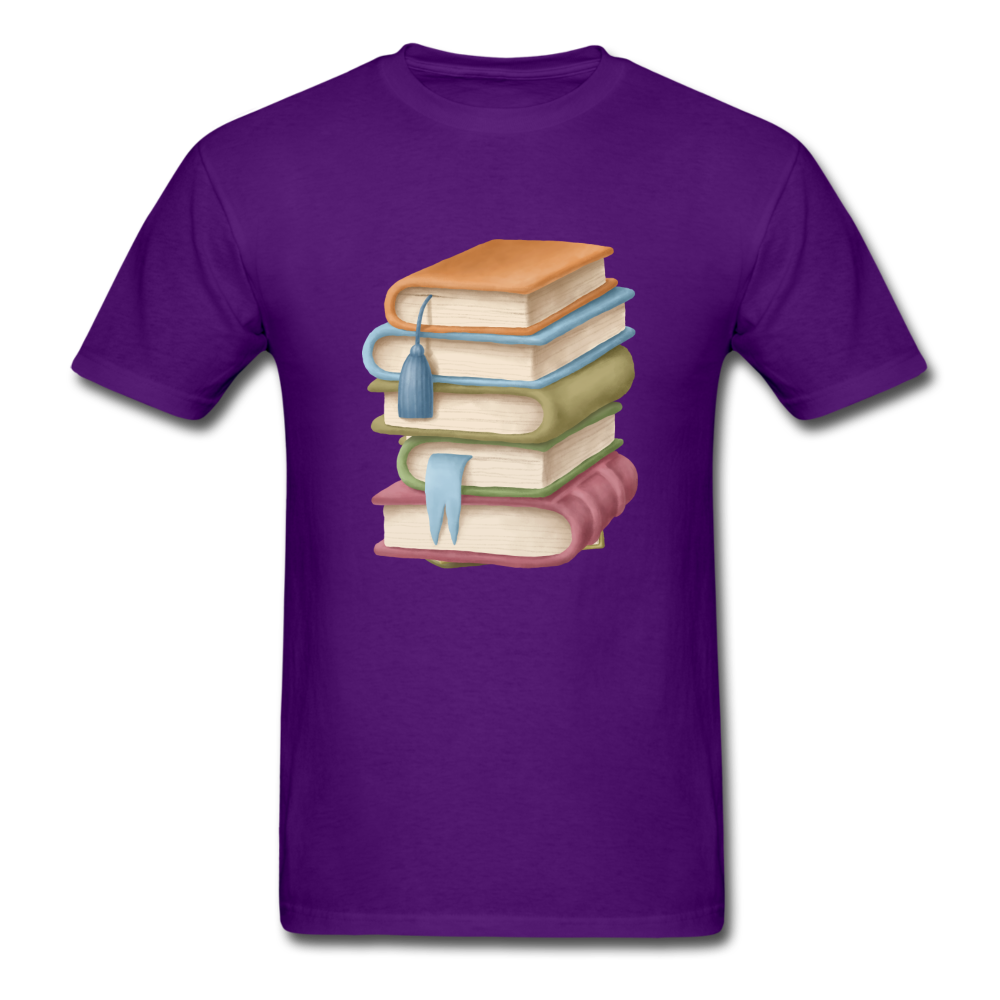 Unisex Classic Book Stack T-Shirt - purple