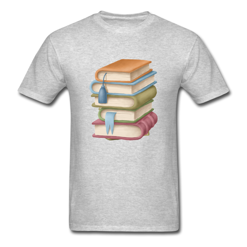 Unisex Classic Book Stack T-Shirt - heather gray