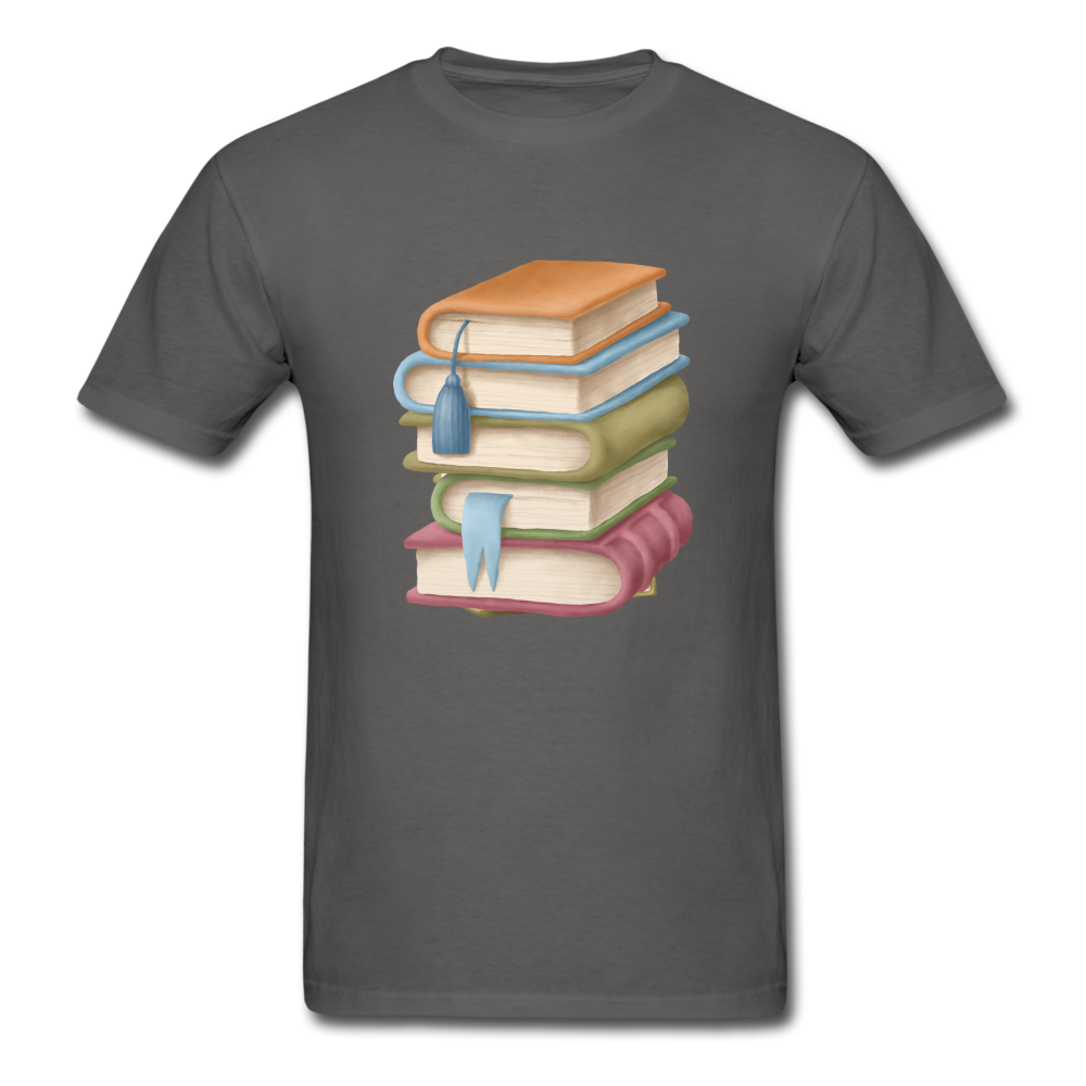 Unisex Classic Book Stack T-Shirt - charcoal