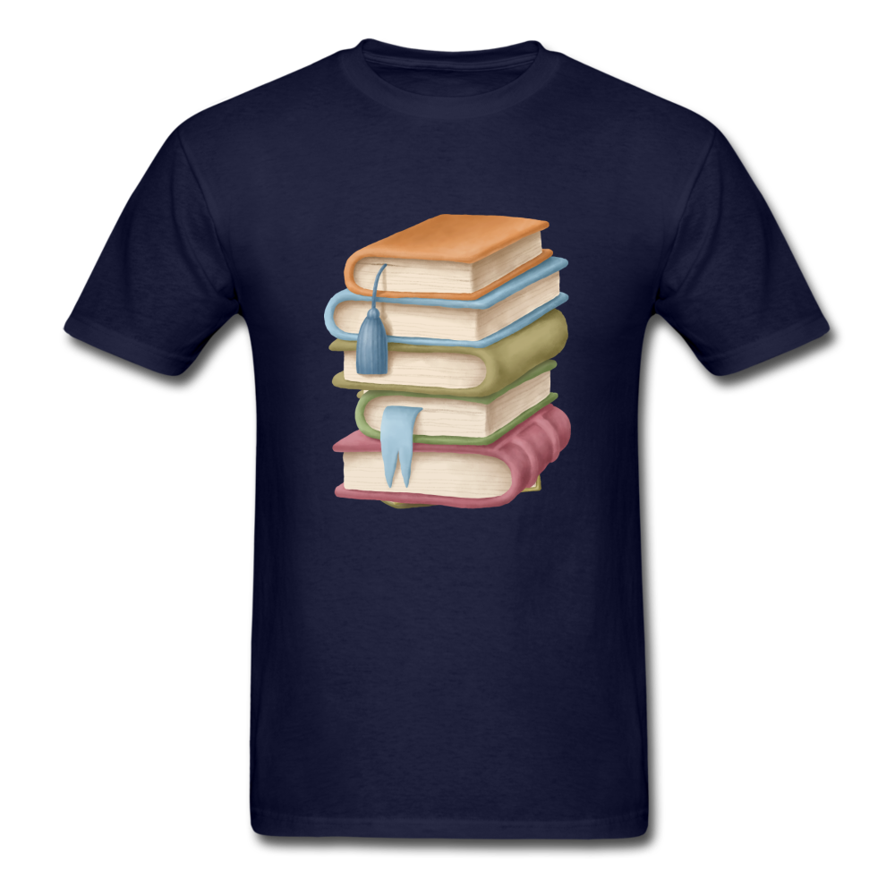 Unisex Classic Book Stack T-Shirt - navy