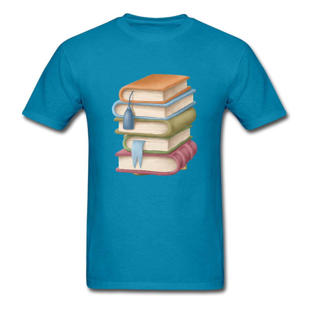 Unisex Classic Book Stack T-Shirt - turquoise