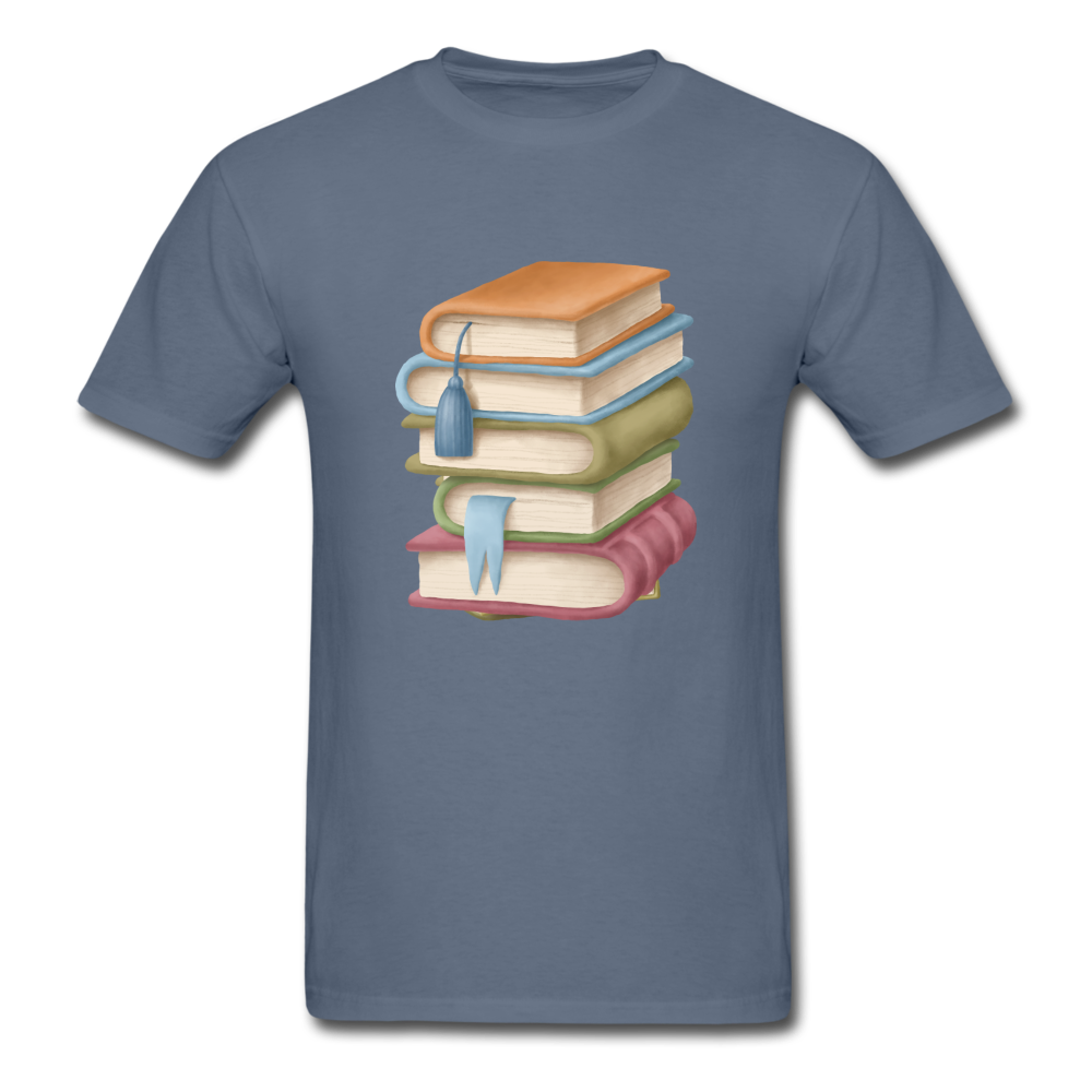 Unisex Classic Book Stack T-Shirt - denim