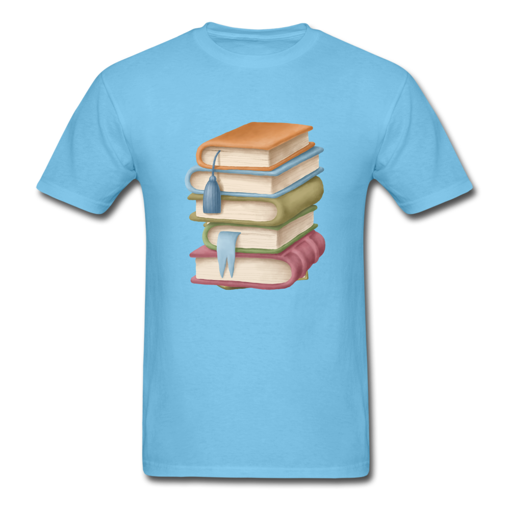 Unisex Classic Book Stack T-Shirt - aquatic blue