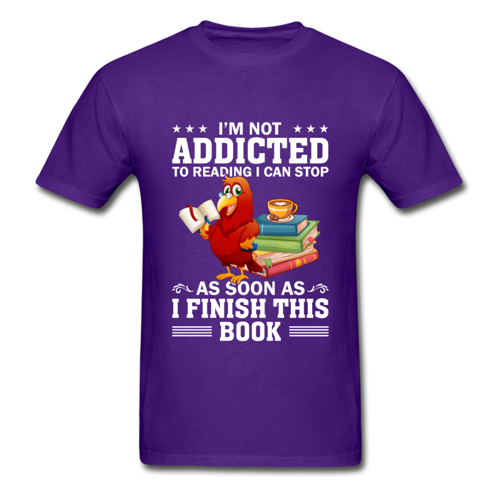 Gildan Ultra Cotton Adult I'm Not Addicted to Reading T-Shirt - purple
