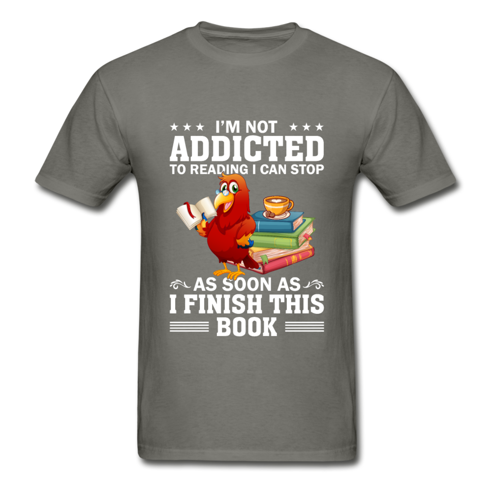 Gildan Ultra Cotton Adult I'm Not Addicted to Reading T-Shirt - charcoal