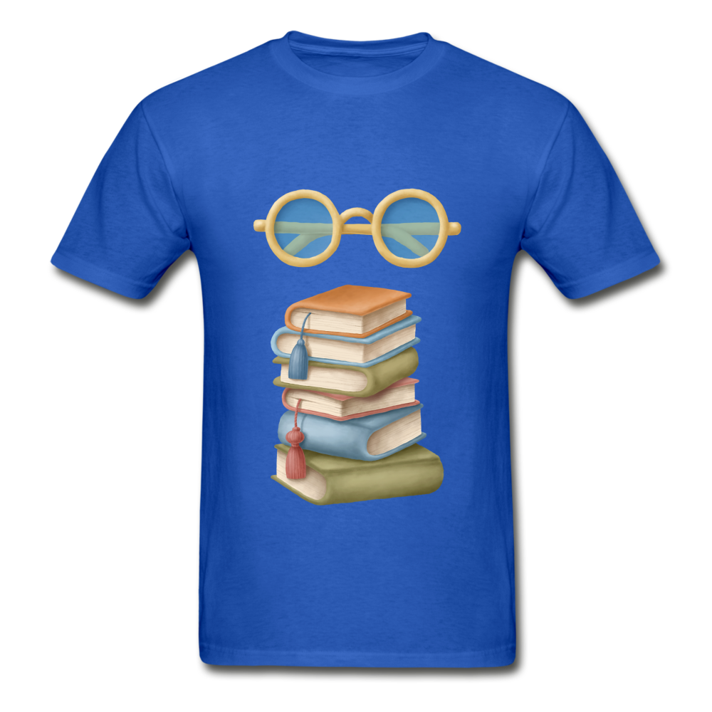Gildan Ultra Cotton Adult Glasses and Books T-Shirt - royal blue